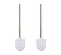 Relaxdays Brosse à WC, en Lot de 2, tête de Brosse Amovible, pour Toilettes, en Acier Inoxydable, HxD : 35 x 8 cm, Blanc