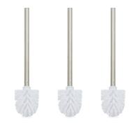 Relaxdays Brosse à WC, en Lot de 3, tête de Brosse Amovible, pour Toilettes, en Acier Inoxydable, HxD : 35 x 8 cm, Blanc