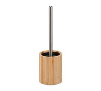 Relaxdays Brosse WC Silicone, antibactérien, hygiénique, balayette Toilette avec tête Changeable, Bambou, Nature/argenté