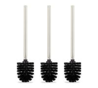 Relaxdays Brosse à WC, en Lot de 3, tête de Brosse Amovible, pour Toilettes, en Acier Inoxydable, HxD : 35 x 8 cm, Noire