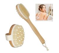 relaxdays Brosse de Bain Jeu de 2, Poils naturels, Le Dos, avec Tige, pour Massage, Ronde, pour séchage, en Bas.