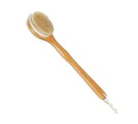 Relaxdays Brosse pour Le Dos, en Bambou, Long Manche, 40 cm, Poils naturels, pour se doucher & Masser, Nature - crème