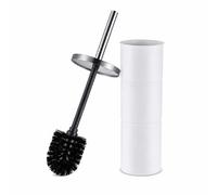 Relaxdays Brosse WC Manche INOX, tête remplaçable, Blanche