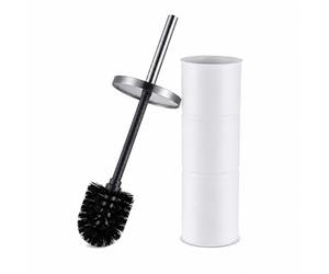 Relaxdays Brosse WC Manche INOX, tête remplaçable, Blanche