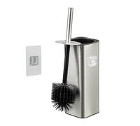 Relaxdays Brosse WC Murale, à Coller, H x L x P : 36,5 x 9,5 x 10,5 cm, Brosse de Toilettes avec Support, Argent