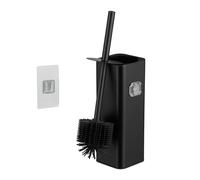 Relaxdays Brosse WC Murale, à Coller, H x L x P : 36,5 x 9,5 x 10,5 cm, Brosse de Toilettes avec Support, Noir