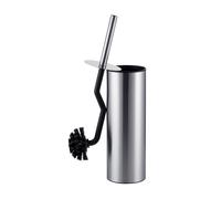 Relaxdays Brosse WC, Nettoyeur de Rebord, Anti-éclaboussures, hygiénique, Support INOX, Argent