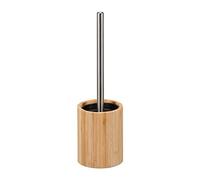 Relaxdays Brosse WC Silicone, antibactérien, hygiénique, balayette Toilette avec tête Changeable, Bambou, Nature/argenté