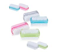 relaxdays Brosse à Ongles, Jeu de 8, à Deux côtés pour Les Mains, Poils Dur, Plastique;HlP :3,5x8,5x3,5 cm; Couleurs.