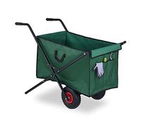 Relaxdays Brouette de Jardin Pliable 160L avec poignées & 2 Roues pneumatiques jusqu'à 50kg Chariot de Transport Jardin Vert