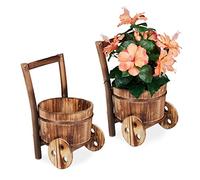 relaxdays Brouette Plantes en Bois, décoration Jardin, Design Vintage, à orner de Fleurs, HLP 33x20x20cm, Nature