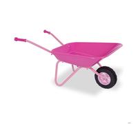 Relaxdays Brouette pour Enfants, poignées ergonomiques, H x L x P : 43 x 74 x 36 cm, métal, Chariot à Jouets, Rose/Noir