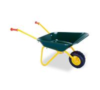 Relaxdays Brouette pour enfants, poignées gommées, H x L x P : 43 x 74 x 36 cm, métal, plastique, vert