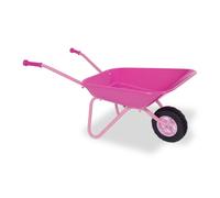 Relaxdays Brouette pour Enfants, poignées ergonomiques, H x L x P : 43 x 74 x 36 cm, métal, Chariot à Jouets, Rose/Noir