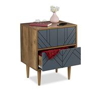 Relaxdays Buffet, avec 2 tiroirs, Design Moderne, HLP : 59,5x48x39,5 cm, pour Le Salon ou la Chambre, Marron et Gris