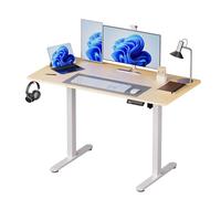Relaxdays Bureau Assis-Debout électrique, Affichage LED, 120x160x60 cm, métal, Aspect Bois, Blanc Naturel, Ergonomique