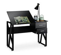 Relaxdays Bureau avec pupitre inclinable, réglable, table de laptop ou de dessin, 75 x 110 x 55 cm, noir