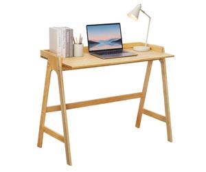 Relaxdays Bureau, Bois, H x l x P: 81,5 x 107 x 48,5 cm, Naturel