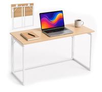 Bureau Relaxdays, H x l x P : 74 x 100 x 50 cm, Repliable, Peu encombrant, idéal pour télétravail, Couleur Nature/Blanc