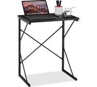 relaxdays Petite Table de Travail HxlxP 75x60x40 cm; Meuble Compact pour Ordinateur, pour lap Top; MDF et métal, Noir