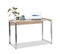 Relaxdays Bureau pour Bureau à Domicile, Bureau d'ordinateur, pour Chambre d'adolescent, 76 x 120 x 60 cm, Aspect chêne Sonoma, Panneau MDF, Acier PP,