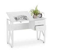 Relaxdays Bureau avec pupitre inclinable, réglable, table de laptop ou de dessin, 75 x 110 x 55 cm, blanch