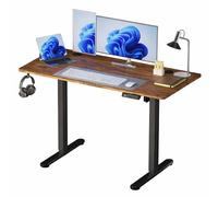 Relaxdays Bureau réglable en Hauteur, électrique, Affichage de Table Haute, 120 x 120 x 60 cm, métal, Industriel, Marron/Noir