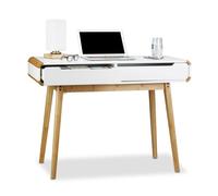 Relaxdays 10020982 Bureau avec tiroirs en bois table ordinateur coiffeuse table maquillage coins arrondis bureau enfant HxlxP: 73 x 100 x 45 cm, blanc