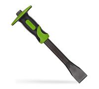 Relaxdays Burin Plat avec Protection, ciseau précis, 35 mm, Acier & Caoutchouc, Longueur 29 cm, Vert-Noir