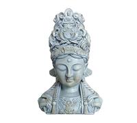 Relaxdays Buste Bouddha, HxLxP 44x32x21 cm, déco Zen Salon & Jardin, résistant intempéries & Gel, Gris Clair