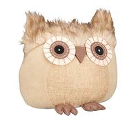 Relaxdays Butoir Chouette, tampon pour porte décoratif, se tient droit, rempli, intérieur, décoration, marron, polyester, sable, 21 x 22 x 19 cm
