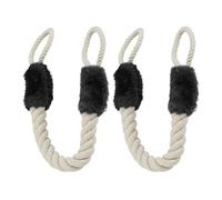 Relaxdays Butoir de porte, anti-pincement, lot de 2, poignées, sécurité des bébés et animaux, corde, 60 cm, beige/noir