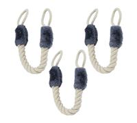 Relaxdays Butoir de Porte, Lot de 3, Anti-pincement, poignée, 60 cm, sécurité Enfants, Animaux, Corde, Beige/Gris