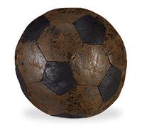 Relaxdays Butoir de porte ballon de foot, tissu, pour sol, marron | rempli avec sable, arrêt déco, lourd, Ø 20 cm