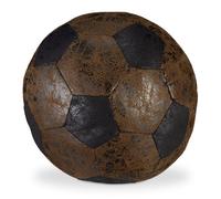 Relaxdays Butoir de Porte Ballon de Foot, Tissu, pour Sol, rempli avec Sable, arrêt déco, Lourd, Ø 20 cm, Marron