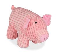 Relaxdays Butoir de Porte Cochon, pour Sol, sur Pieds, cale Original, Figurine remplie de Sable, 15 cm de Haut, Rose