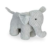 Relaxdays Butoir de Porte éléphant, Tissu, pour Sol, rempli avec Sable, intérieur, arrêt, H: 22 cm, Doux, Lourd, Gris, 1 unité
