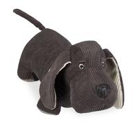 Relaxdays Butoir de porte en forme de chien en tissu, rempli de sable, lourd, brun 14x32x14 cm