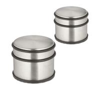 Relaxdays Butoir de porte – Lot de 2 – Acier inoxydable antidérapant, 7,5 x 9 cm, argenté/noir