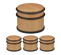 Relaxdays Butoir de Porte, en Lot de 4, Lourdes Portes & fenêtres, INOX & Caoutchouc, Aspect boisé, cale Haute, ∅ 9,5 cm, Marron