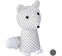 Relaxdays Butoir Renard, Tampon pour Porte décoratif, Se Tient Droit, rempli, intérieur, 1 kg Blanc, Polyester, Sable, Weiß, 25 x 17,5 x 12 cm