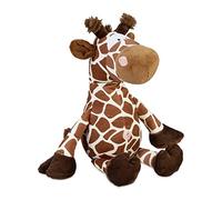 Relaxdays Butoir de Porte Girafe, Tissu, à Poser au Sol, rempli de Sable, intérieur, butée, HxLxP : 26x25x23 cm, Marron
