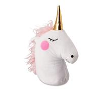 Relaxdays Butoir de Porte Licorne, Tissu et Sable, cale-Porte à Mettre au Sol, intérieur, 27 cm de Hauteur, Blanc/doré