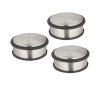 Relaxdays Butoir de Porte, lot 3, Plat et Lourd, antidérapant, Acier Inoxydable, H x D : 4,5 x 10,5 cm, argenté & Noir