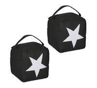 Relaxdays Butoir de Porte, Lot de 2, avec Anse, 18 x 15 x 15 cm, Motifs étoile, Tissu & Sable, Noir/Blanc