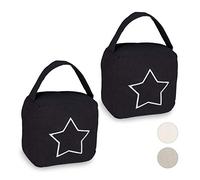 Relaxdays Butoir de Porte, Lot de 2, butoir pour Porte avec poignée, 18,5 x 14 x 10 cm, Noir