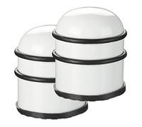 Relaxdays Butoir de Porte, Lot de 2, Lourdes Portes & fenêtres, en Acier Inoxydable & Caoutchouc, Haut & Rond, ∅ 7 cm, Blanc