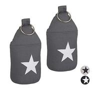 Relaxdays Butoir de Porte, Lot de 2, Tissu étoile Sable poignée arrêt de Porte HxD: 23x11 cm, Gris foncé