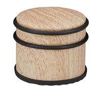 Relaxdays Butoir de Porte, Lourdes Portes & fenêtres, en Acier INOX & Caoutchouc, Aspect boisé, ∅ 9,5 cm, Marron Clair