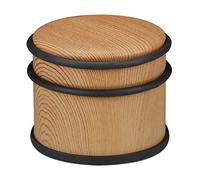Relaxdays Butoir de Porte, Lourdes Portes & fenêtres, INOX & Caoutchouc, Aspect boisé, cale Haute, ∅ 9,5 cm, Marron, 1 unité